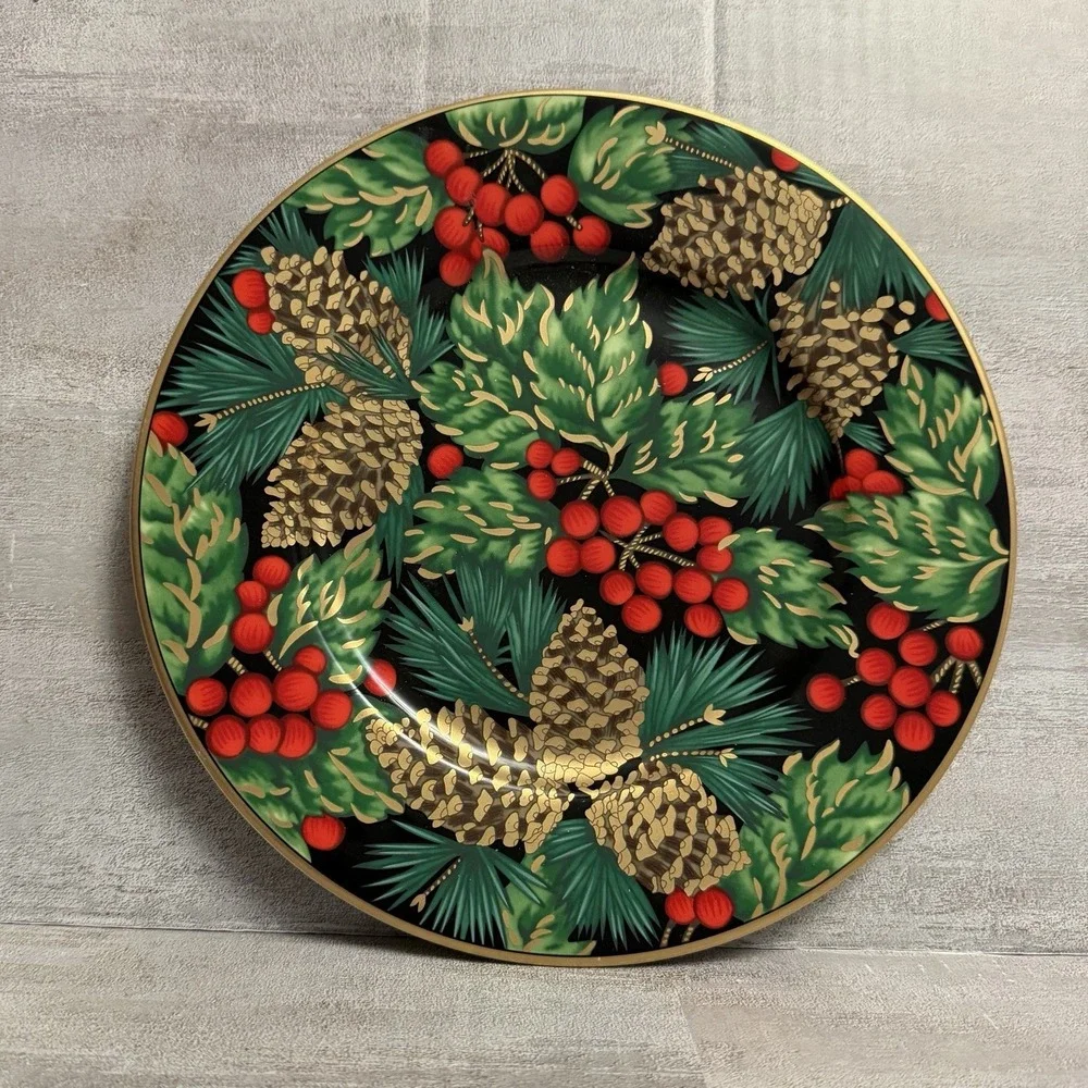NEW Fitz & Floyd Holiday Pine Fine Bone China Christmas Salad Dessert 8.5